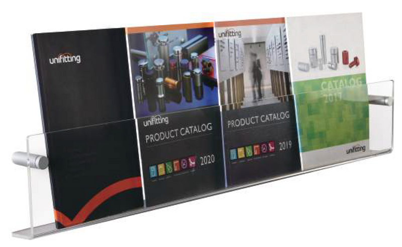 Wall-Mounted Acrylic L-Shape Literature Shelf | PP-L 600 & PP-L 900