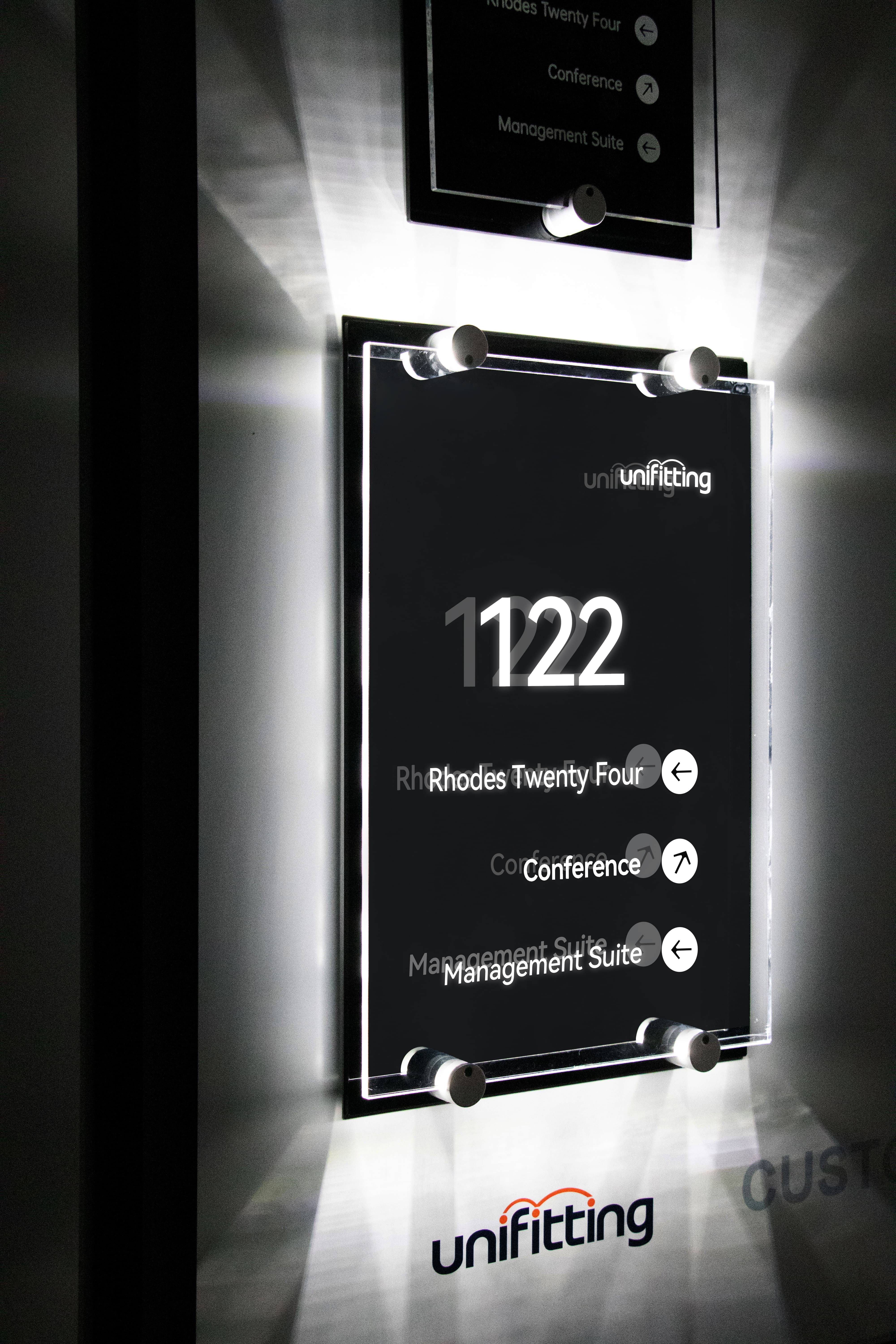 LED Side Clamp Sign Standoff L-C-2530 (silver), Dia 25 × H 30mm — edge-lit acrylic sign clamp