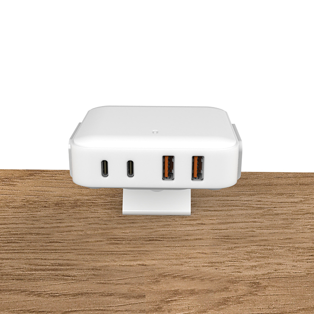 OT-SCAS-003 — 100W GaN Desk-Edge Charging Module (2× USB-C + 2× USB-A) — Desk-Clamp Mount