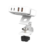 OT-SCAS-003 — 100W GaN Desk-Edge Charging Module (2× USB-C + 2× USB-A) — Desk-Clamp Mount
