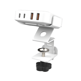 OT-SCAS-003 — 100W GaN Desk-Edge Charging Module (2× USB-C + 2× USB-A) — Desk-Clamp Mount