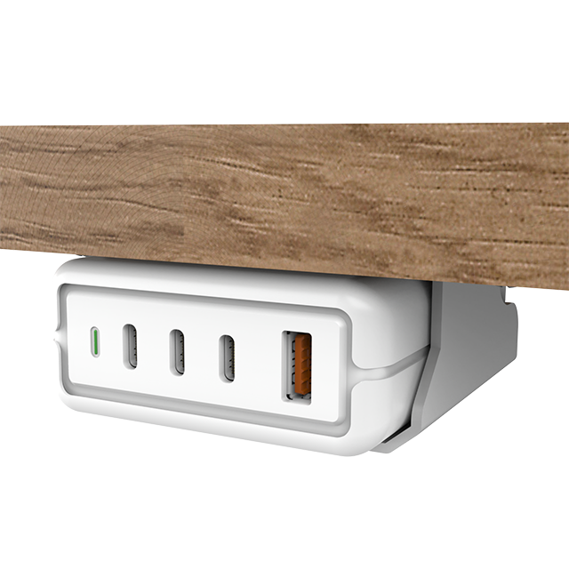 OT-SCAS-005 — Multi-Function Under-Desk GaN Charging Module — 4 Ports, 140W Max