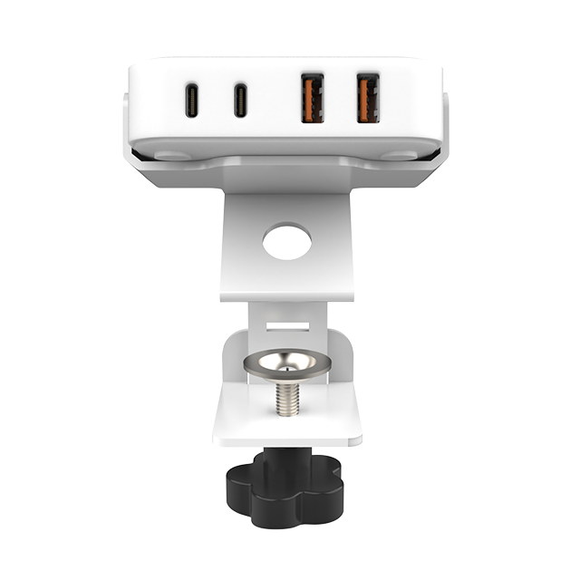 OT-SCAS-003 — 100W GaN Desk-Edge Charging Module (2× USB-C + 2× USB-A) — Desk-Clamp Mount