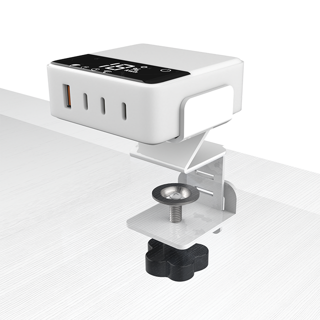 OT-SCAS-008 — 100W GaN Desk-Edge Clamp Charging Module (3× USB-C + 1× USB-A)