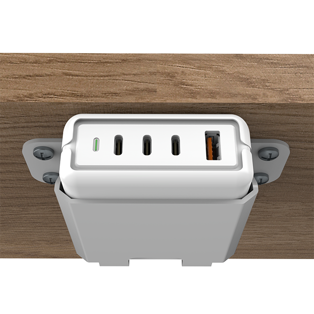 OT-SCAS-005 — Multi-Function Under-Desk GaN Charging Module — 4 Ports, 140W Max