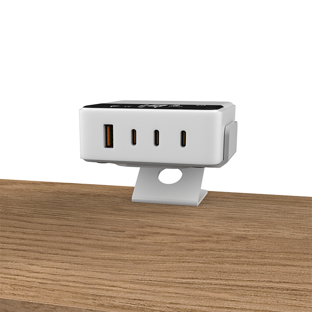 OT-SCAS-008 — 100W GaN Desk-Edge Clamp Charging Module (3× USB-C + 1× USB-A)